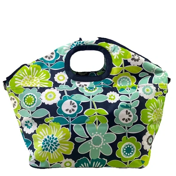 Thirty‎ One Thermal Tote Floral Lunch picnic Bag Cooler Blue/Green Sz.15x21x10" - Picture 2 of 11
